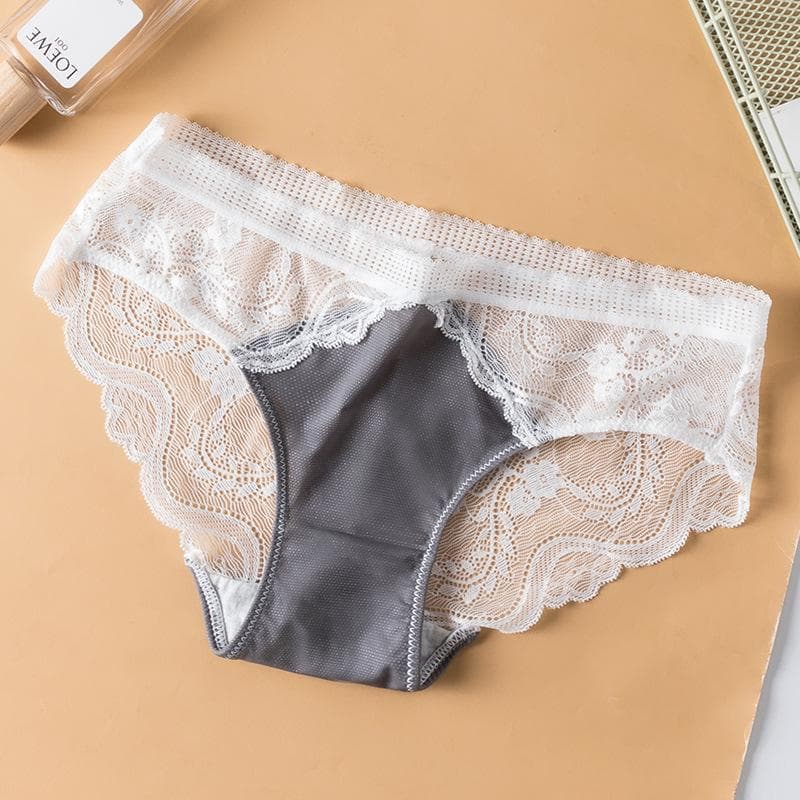 Traceless Breathable Underwear for Women's Sexy Lace Lace Waist Briefs Cute Girl Style Underwear M black