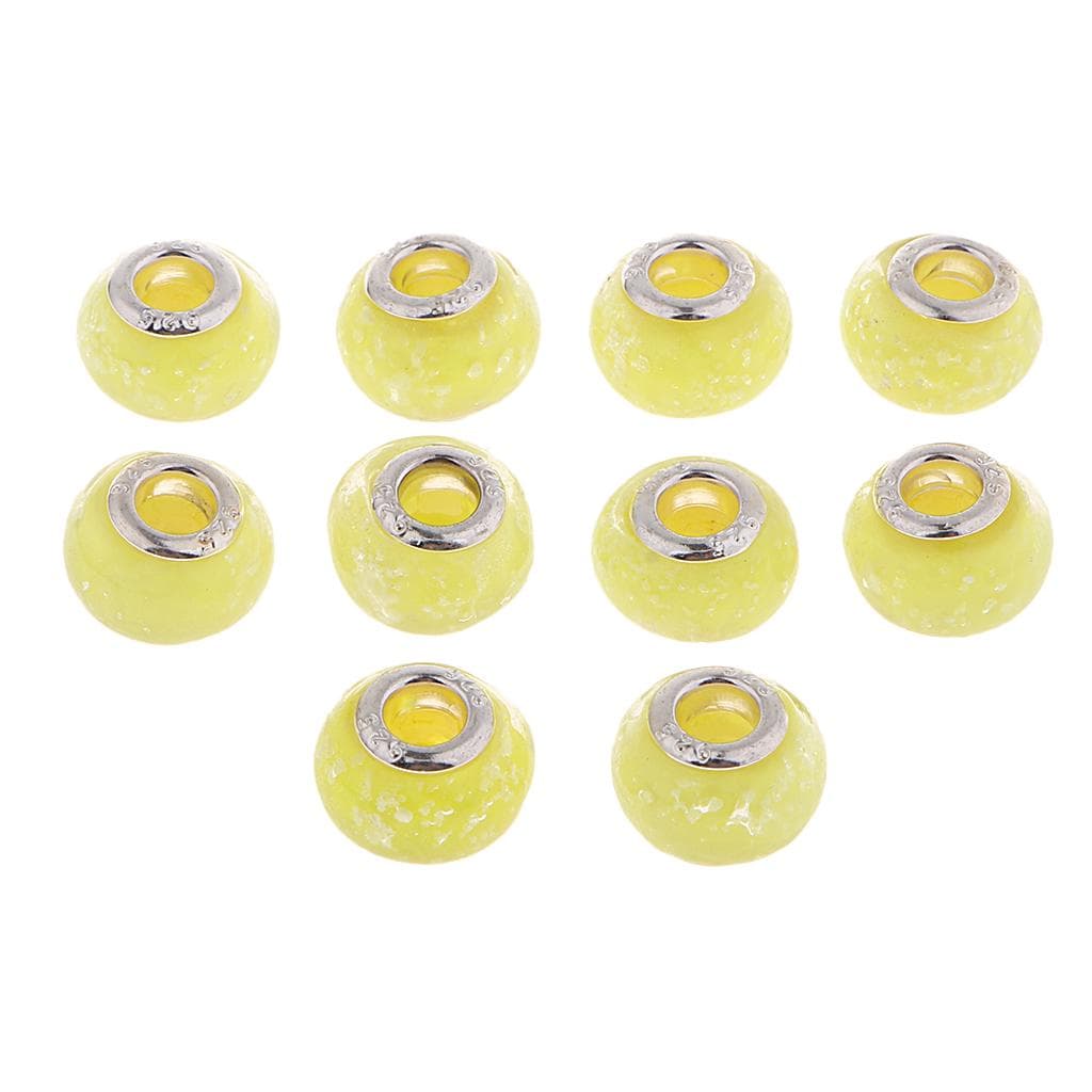 10 Pieces Foil 12mm Lampwork Glass Round Beads for Jewelry Making Craft Blue 14mm yellow