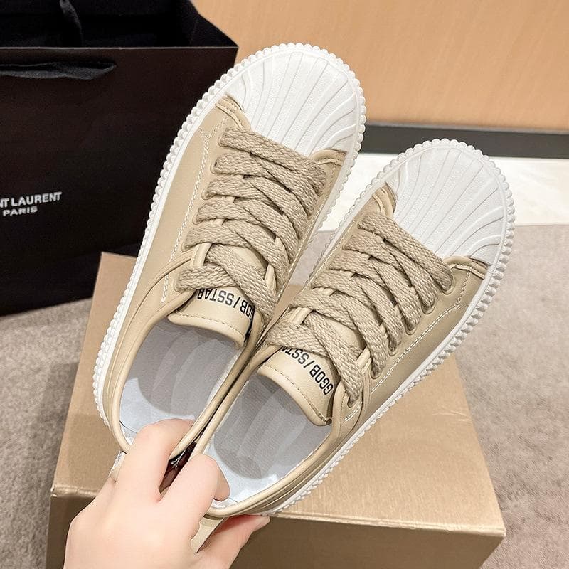 Shell Head Small White Shoes Women's Spring New Thick-soled Casual All-match Biscuit Bottom Sports Board Shoes 40