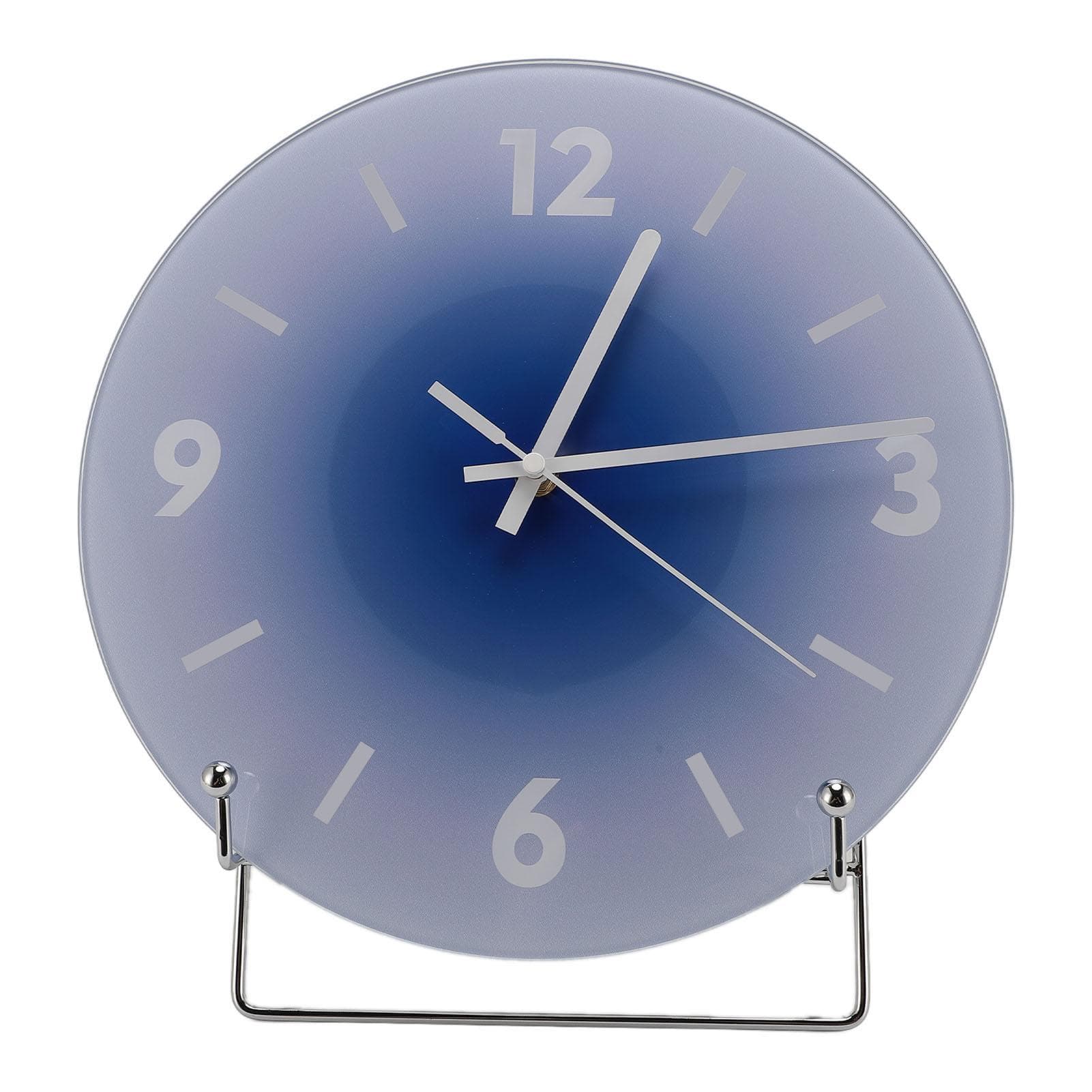 12 Inch Round Clock Battery Operated Silent Clock Wall Hanging Glass Clock for Living Room Bedroom blue