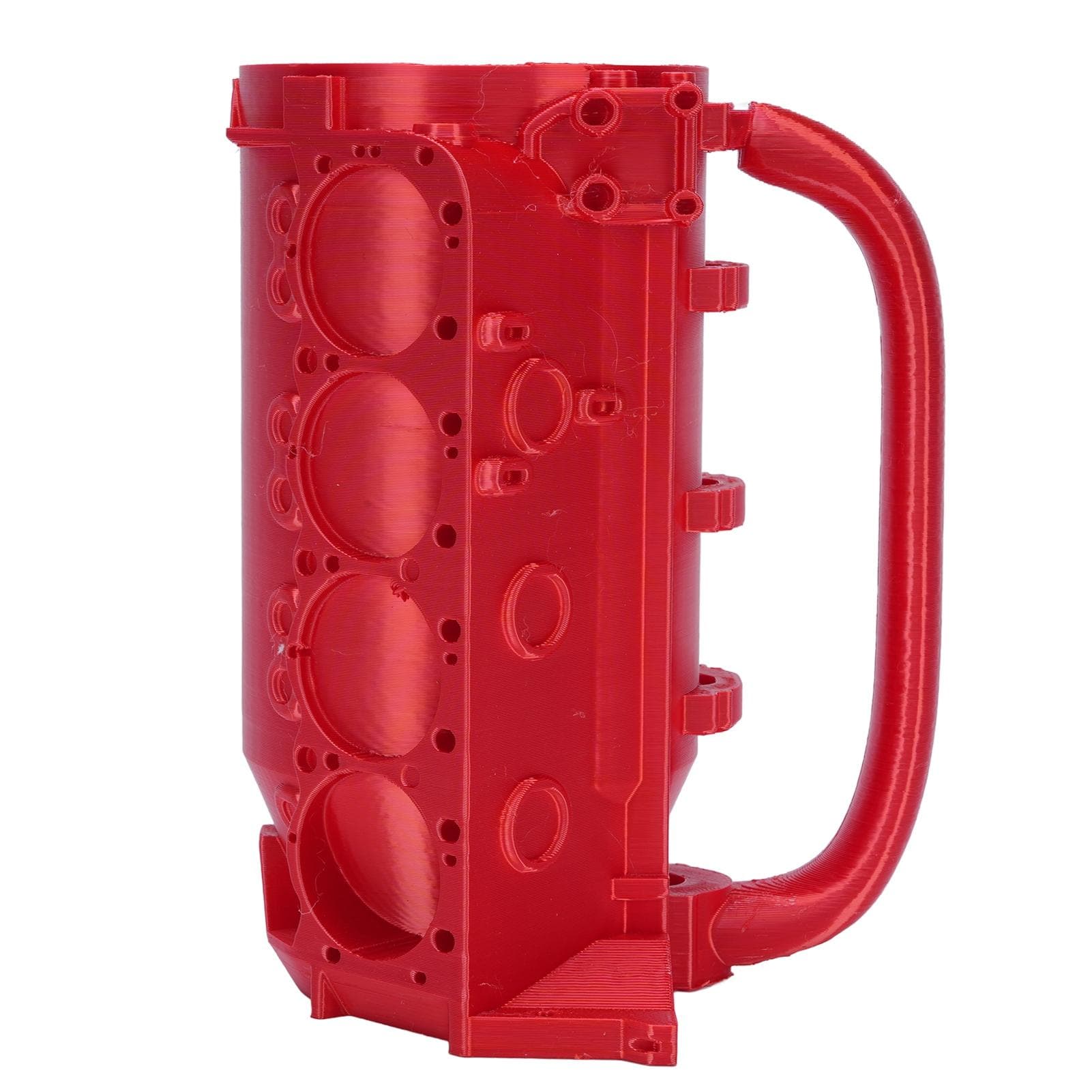Engine Block Can Mug for Car Lovers ABS Insulated Unique Coffee Tea Mug for Man Mechanic Birthday Red