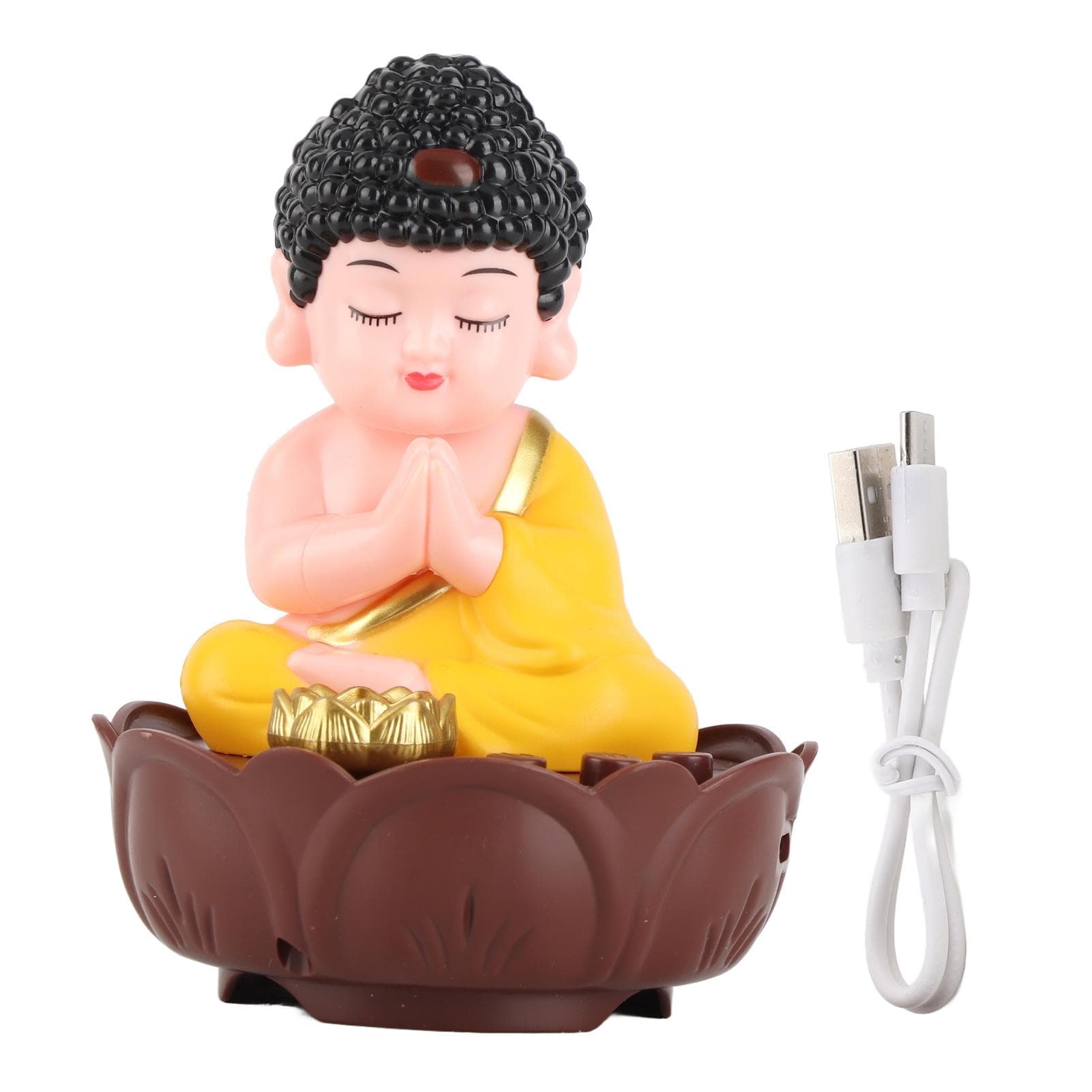 Singing Buddha Figurine USB Charging Desktop Buddha Decorative Statue with Sound for Desk Car