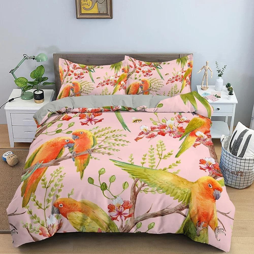 Animal Parrot Pattern Duvet Cover Bedding Set Luxury Cozy 3D Printed Quilt Cover For Bedroom Polyester Home Textile 70x133cm 2pcs