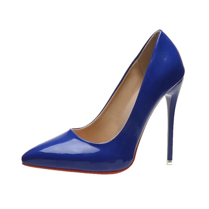 Sexy One Word Buckle High Heels Fashion 12cm Super Heel Lady Party Pumps Large Pointed Toe Stiletto Women's Shoes 43