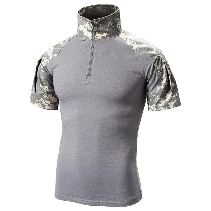 Men's Camouflage Short Sleeve Combat Military T Shirt Summer Durable Cotton Multicam Camo Tactical Shirts XXXL ecru