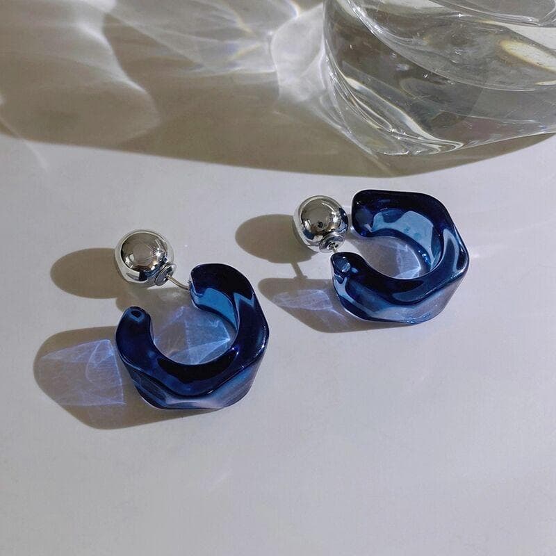 Korea Simple Fashion Acrylic Earrings for Women Trendy White Black Earings French Retro Geometric Transparent Female blue
