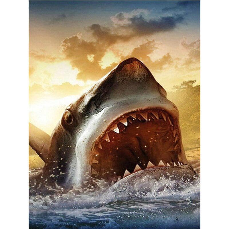 5D DIY Diamond Painting Cross Stitch Full Round Diamond Embroidery Animal Shark Decor Gift Painting 20X30CM