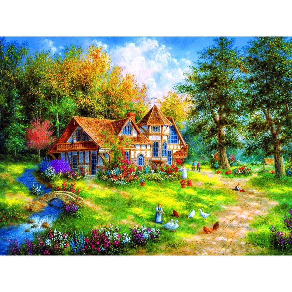 Diamond Painting Cross Stitch Full Round Rhinestones Diamond Embroidery Decor Sticker 20X30CM