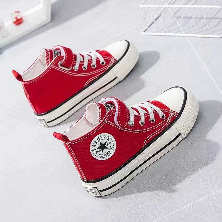 Children's High-Top Canvas Shoes Boy's Cloth Shoes Girls' Sneakers 31 red