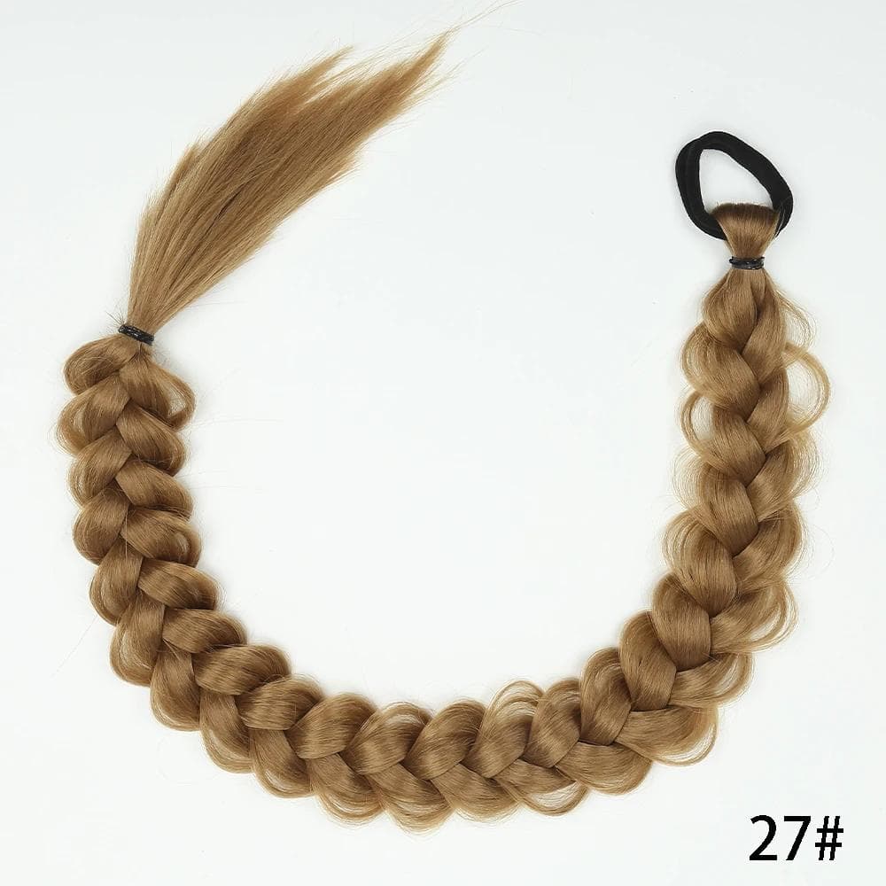 Synthetic Long Twist Braid Ponytail Extensions With Rubber Band 24 Inch Boxing Braided Hair Extensions For Women Daily Use 24inch