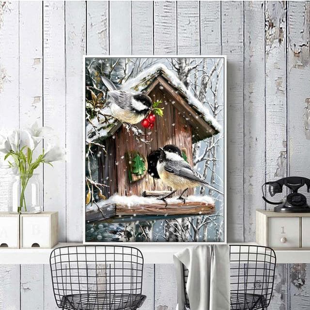 Cross Stitch Embroidery Kits Birds House Cotton Thread Painting DIY Needlework 50X70