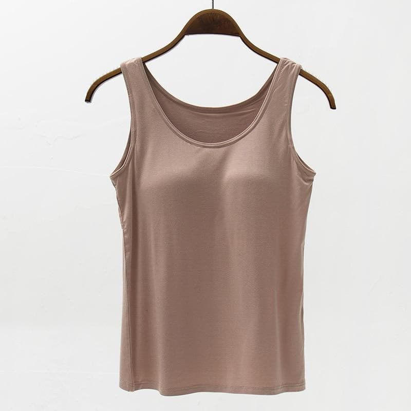 Women's Large Modal Camisole Lingerie Top for Summer with Five-Finger Cup Chest Pad and Wide Shoulder Straps - Multiple Color Options XXL