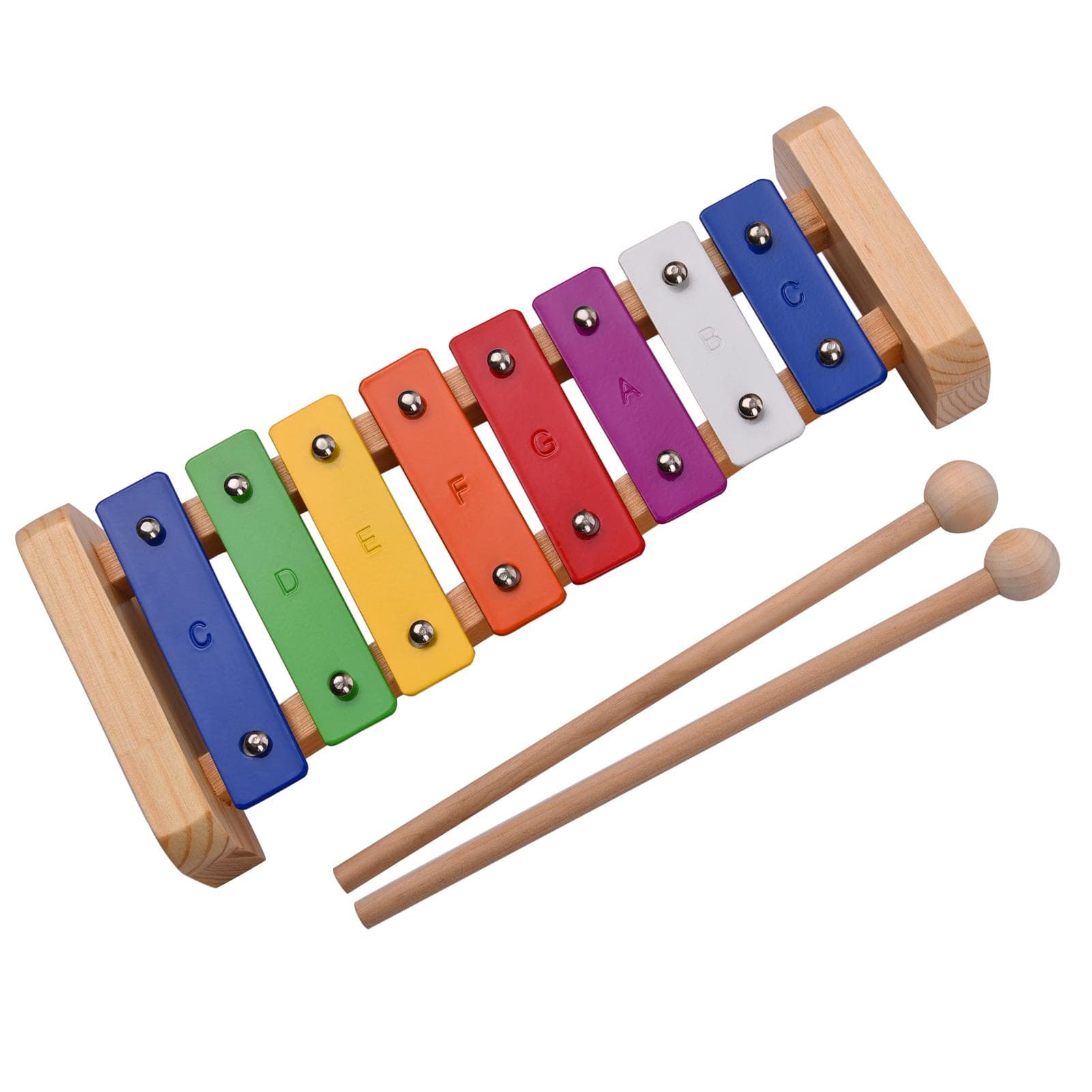 Wood Pine Xylophone 8-Note  C Key Percussion Toddle Kid Musical Toy metal multicolour