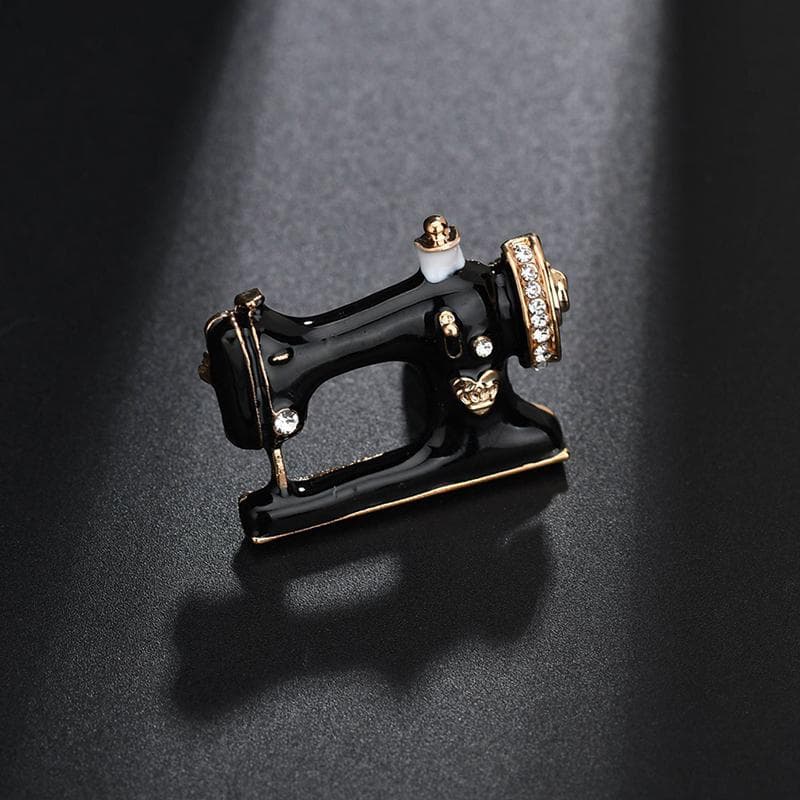 Women Girls Sewing Machine Brooch Black Enamel Brooches Jewelry Hijab Pin Decoration Accessories