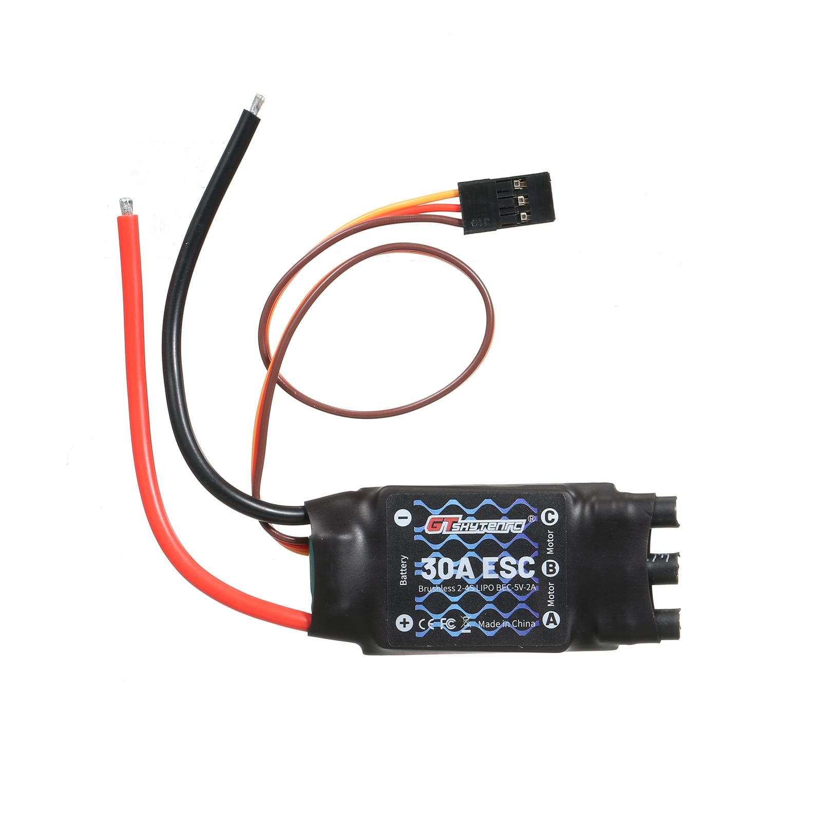 GTSKYTENRC 2-4S 30A Brushless ESC Motor Speed Controller Remote Control BEC ESC for Fixed Wing Type 4 black