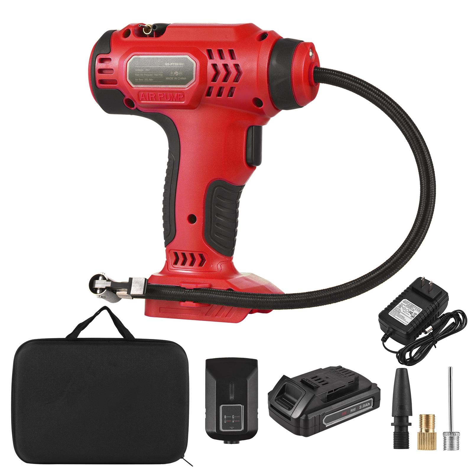 20V Cordless Tire Inflator 150 PSI Portable LCD Air Compressor Electric Tire Pump with Digital 1 Battery US Plug