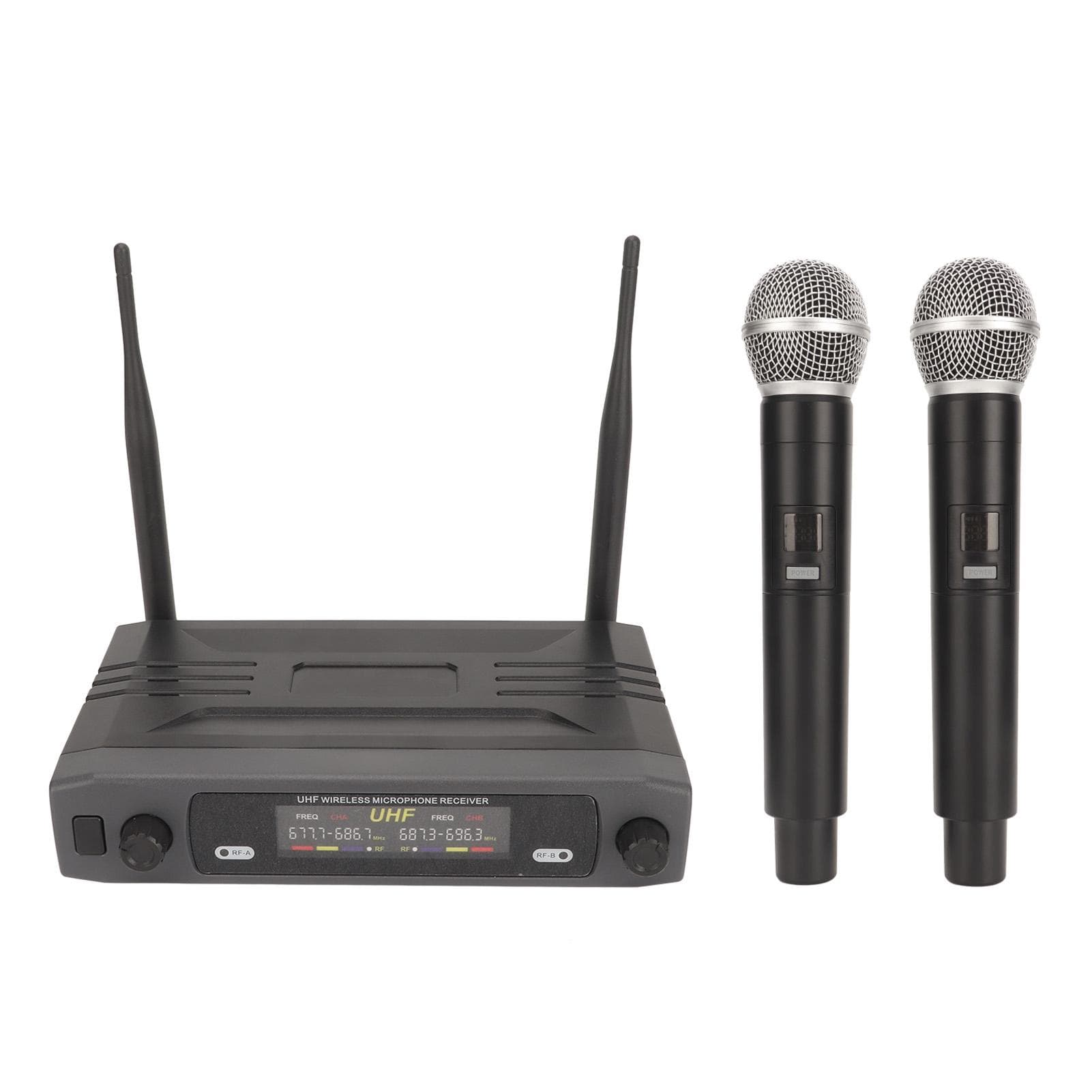 Wireless Microphone System UHF Dual Handheld Dynamic Cordless Microphone Set with LCD Display US Plug