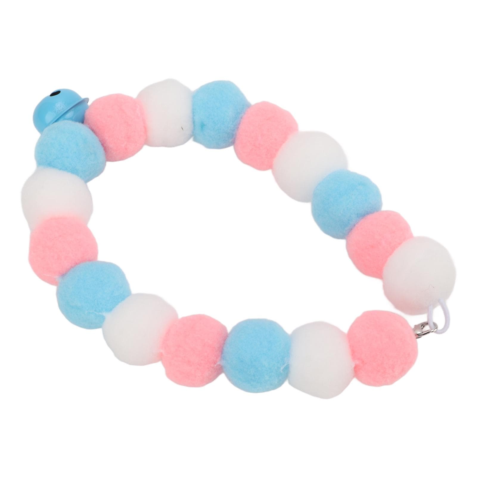 Pet Collar Soft Lightweight Plush Balls Cute Dog Cat Collar with Bell for Party DailyBlue 34cm M blue