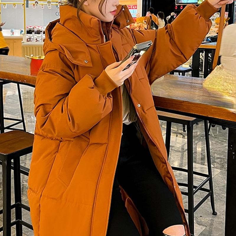 New Winter and Autumn Women White Duck Down Hoodies Puffer Jackets Coats Warm Windproof Black White Coats M orange