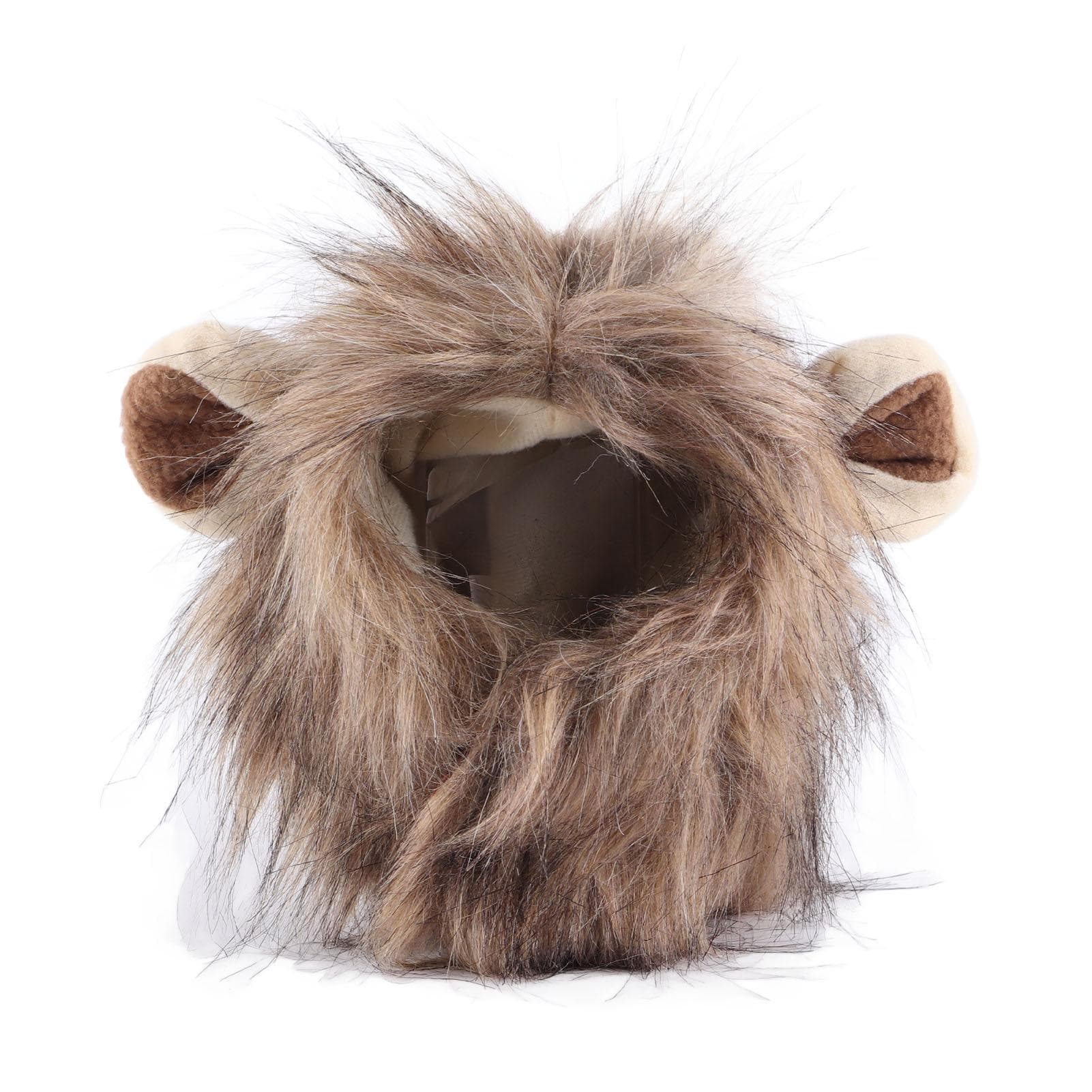Lion Mane Wig for Cat Strap On Cute Lion Hair Cat Clothes Funny Pet Headwear Furry Costumes for S