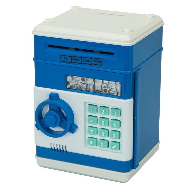 Password Money Box Electronic Piggy Bank ATM Cash Coins Saving Box ATM Bank Safe Box Automatic Deposit Banknote Christmas Gift blue