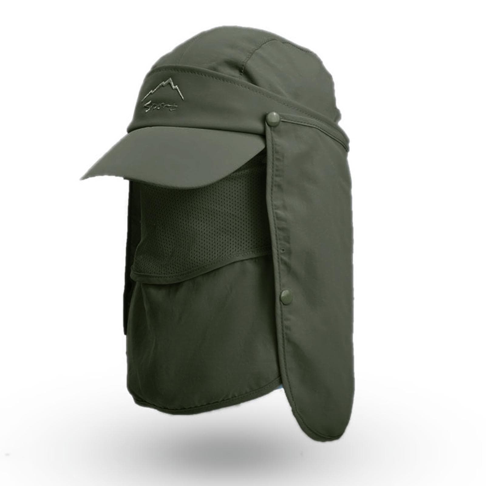 Sun Cap with Removable Face Neck Cover Flap Quick Dry Breathable Fishing Hat Summer Outdoor Sun green