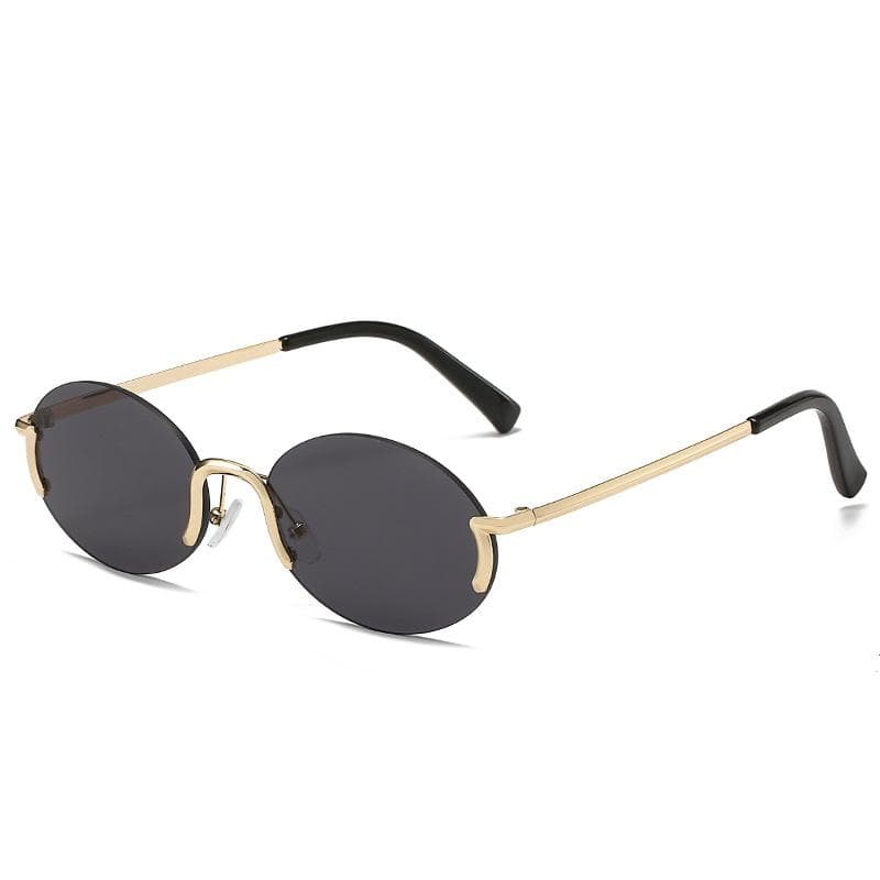 Sunglasses For Women Summer Rimless Vintage Glasses Golden Frame Oval Fashion Shades Pink Women Eyewear UV4 Show as the pictures