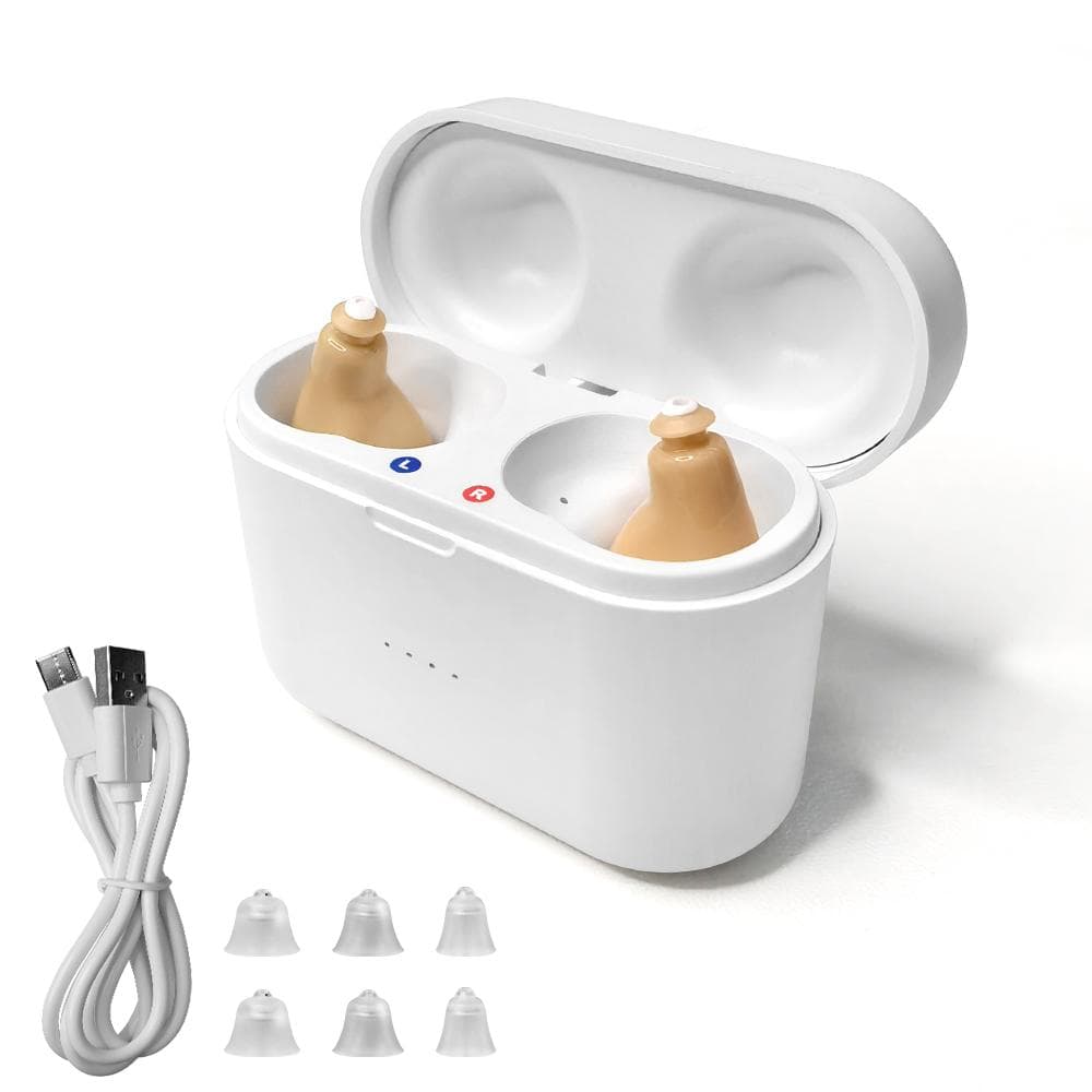 Mini Hearing Aids For Deafness Elderly Hearing Aid Rechargeable Wireless Headphones Sound Amplifier Ears Adjustment Tools Cheap Sale beige