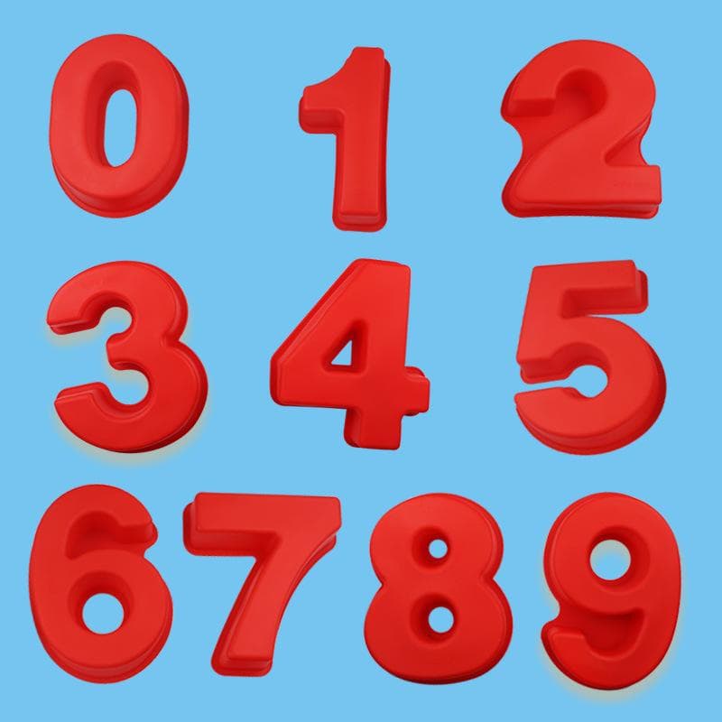 Goldbaking 9 Pieces Whole Set Large Silicone Number Mold Number Cake Moulds Baking Tray For Birthday Wedding 2