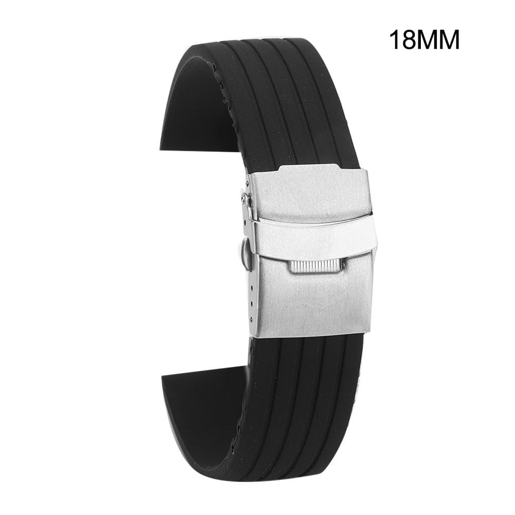 Universal Adjustable Silicon Watch Band Wristwatch Strap Replacement Accessory (18mm)