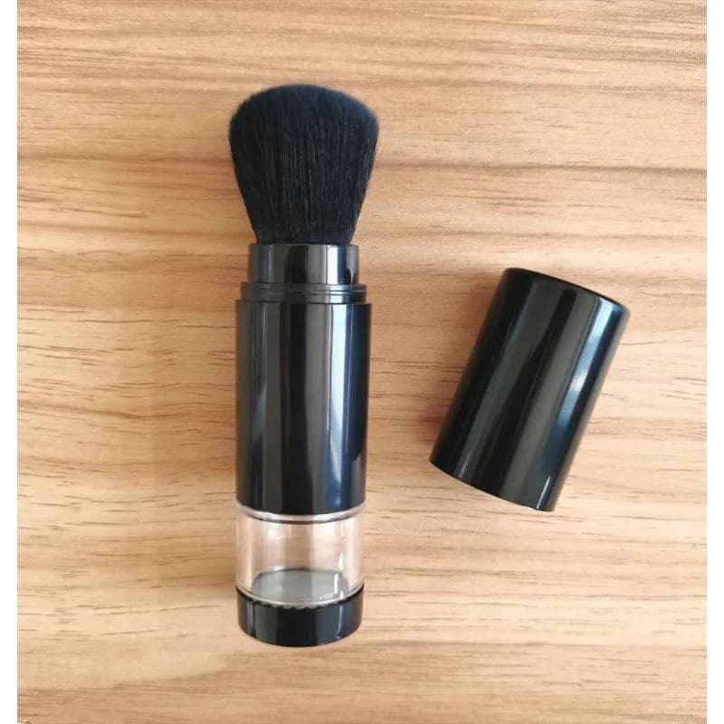 2 in 1 Foundation Brush Makeup Brush Empty Travel Blush with Refillable Loose Powder Bottle Jar Makeup Beauty Tools black