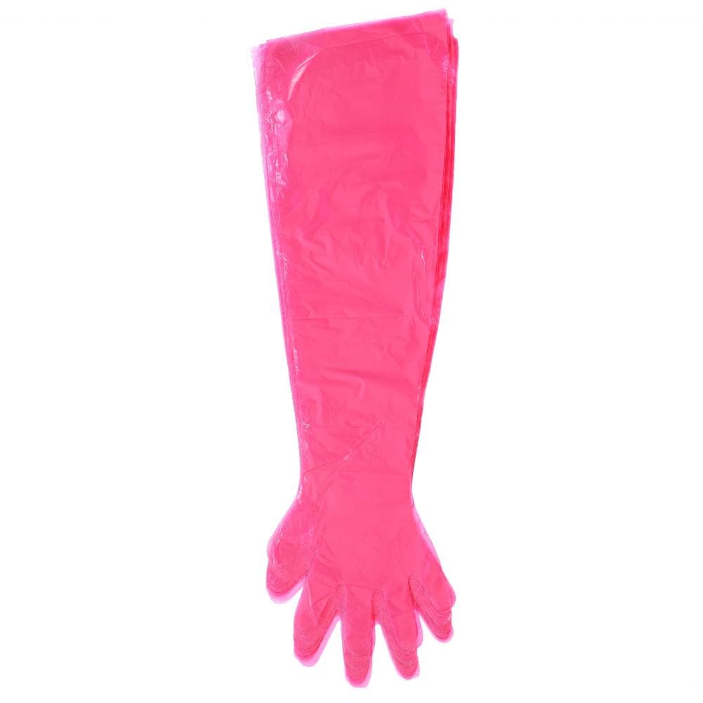 50Pcs Disposable Long Arm Gloves Soft Elastic for Livestock Veterinary Examination RedRed Long Arm