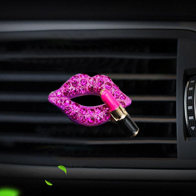 Car Air Outlet Aromatherapy Clip Diamond Red Lips Clips Perfume Clips Scent Aroma Air Freshener Clip Auto Interior Accessories rose red