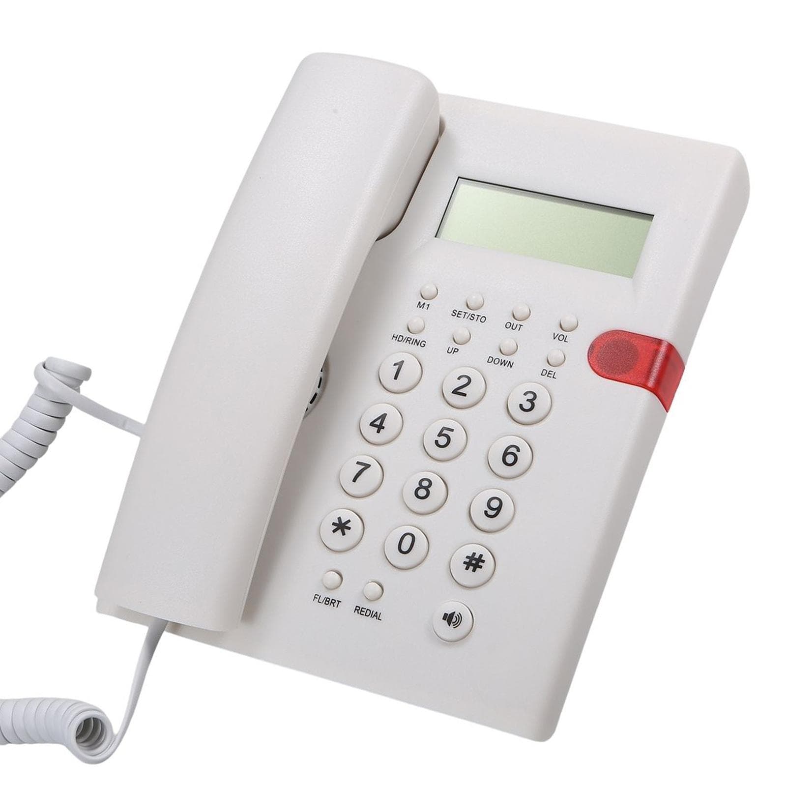 Desktop Battery-free Landline Telephone with Caller Identification Adjustable LCD Screen Brightness white