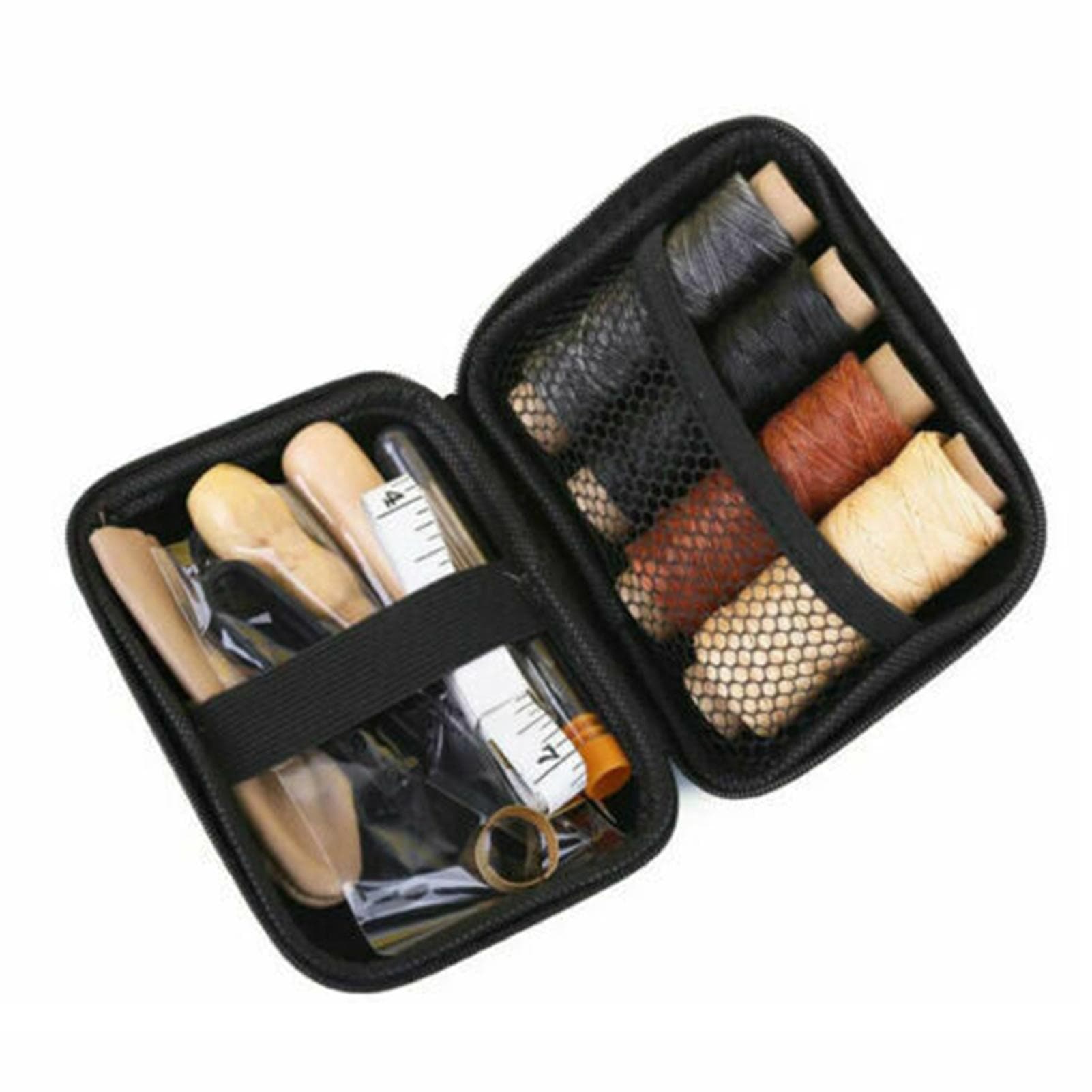 28Pcs Leather Sewing Tools Kit Awls Thimble Finger Cots Waxed Thread Stitching Needles 28Pcs