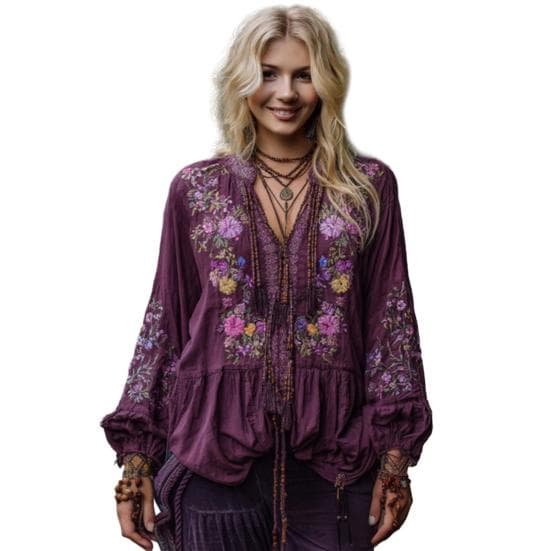 Women Shirt Oversize V-Neck Long Sleeve Casual Spring Autumn Shirt 3D Printing Pattern Breathable M
