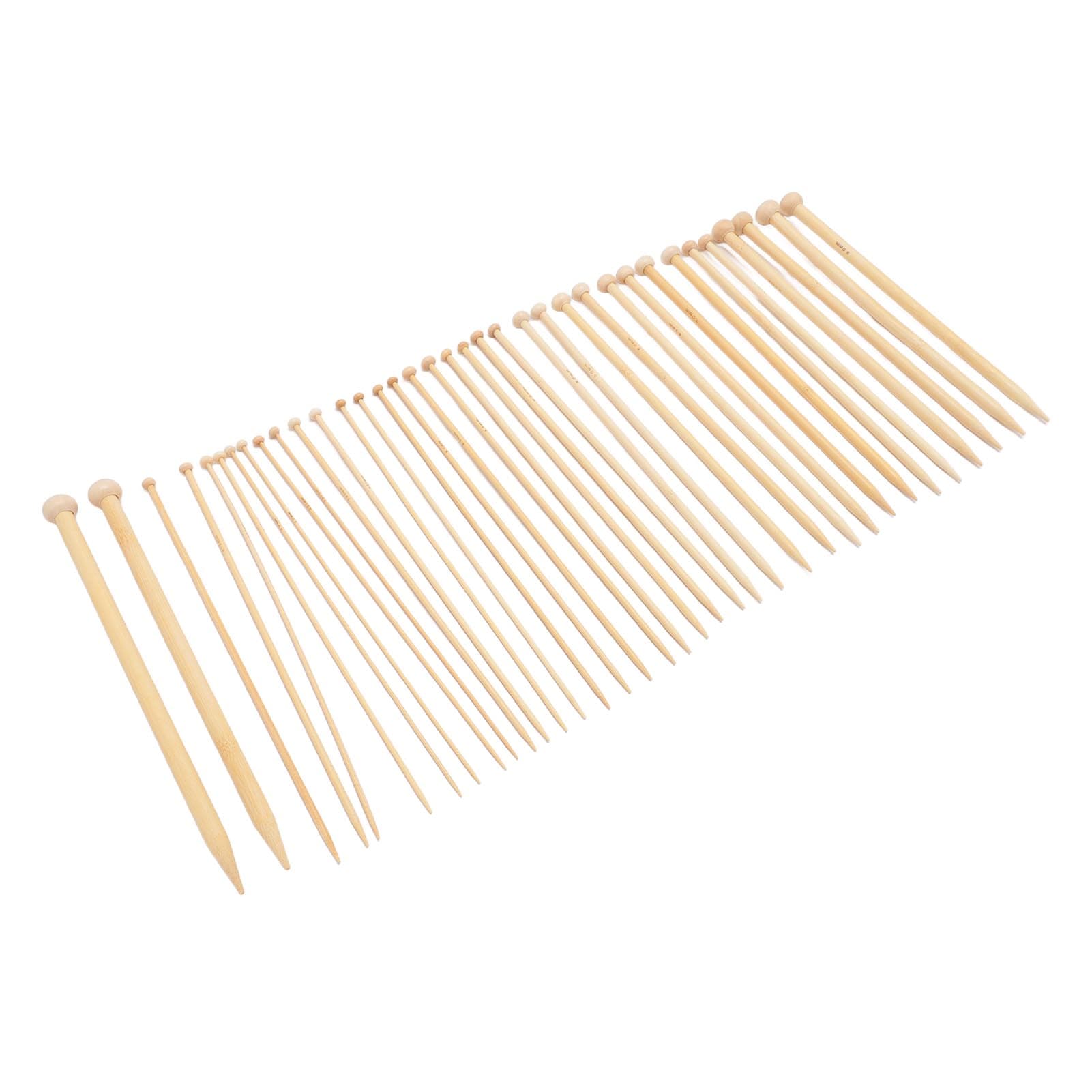 36pcs Bamboo Knitting Needles Set Single Point Carbonized Light Weight Straight Knitting Needle for