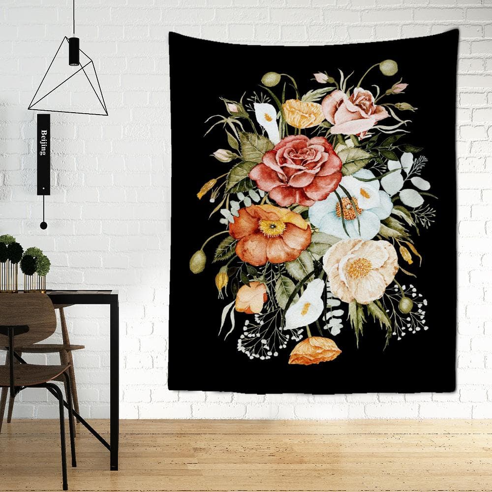 Floral Oil Painting Tapestry Wall Hanging Ins Minimalist Art Hippie Tapiz Psychedelic Witchcraft Girl Room Decor 95x70cm