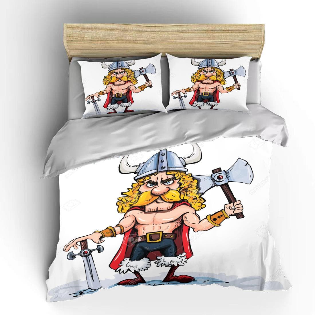 European American Tough Guy Cartoon Cute 3 Piece King Size Double Bed Adult Bedding Set Microfiber or Polyester Duvet Cover Set EU single(135x200cm)