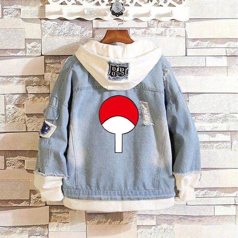 Cosroad Naruto Denim Jacket Uchiha Sasuke Cosplay Spring Autumn Jeans Hooded Sweatshirt Men Women Costumes Outwear Coats XXXL