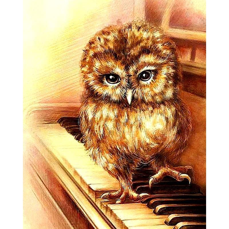 5d Diy Diamond Embroidery Owl Playing Piano Diamond Painting Cross Stitch Rhinestone Home Decor 20X30CM