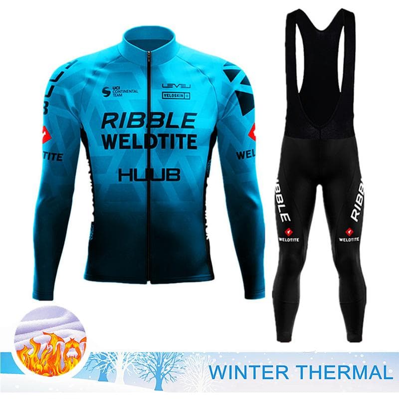 2023 Winter Thermal Fleece Cycling Clothing Men's Jersey Suit Outdoor Warm Riding Bike Clothes MTB Long Bib Pants Set M
