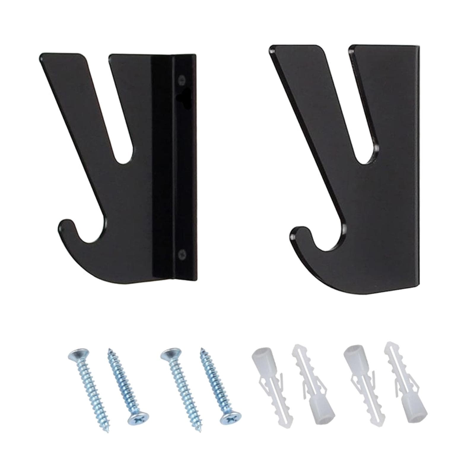 Wall-mounted Display Rack for Skateboards with Storage Hooks 2PCS black