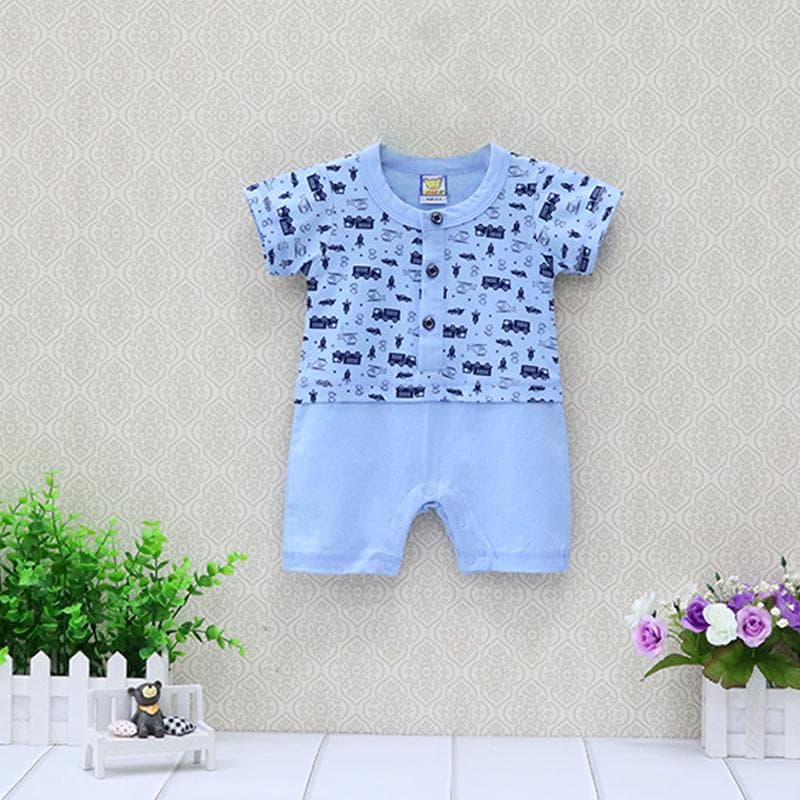 Baby Short Sleeve One Piece Boys bodysuits Pure Cotton Newborn Clothes Girls Button Clothing Summer Thin Suits 3M 0/3 light blue