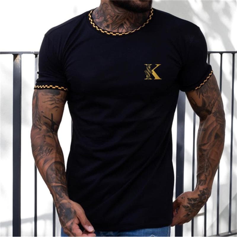 T-shirt For Men Letter King O-neck Men' Top Daily Casual Clothing Vintage Sportswear Loose Oversized Clothes Trend Short Sleeves XL
