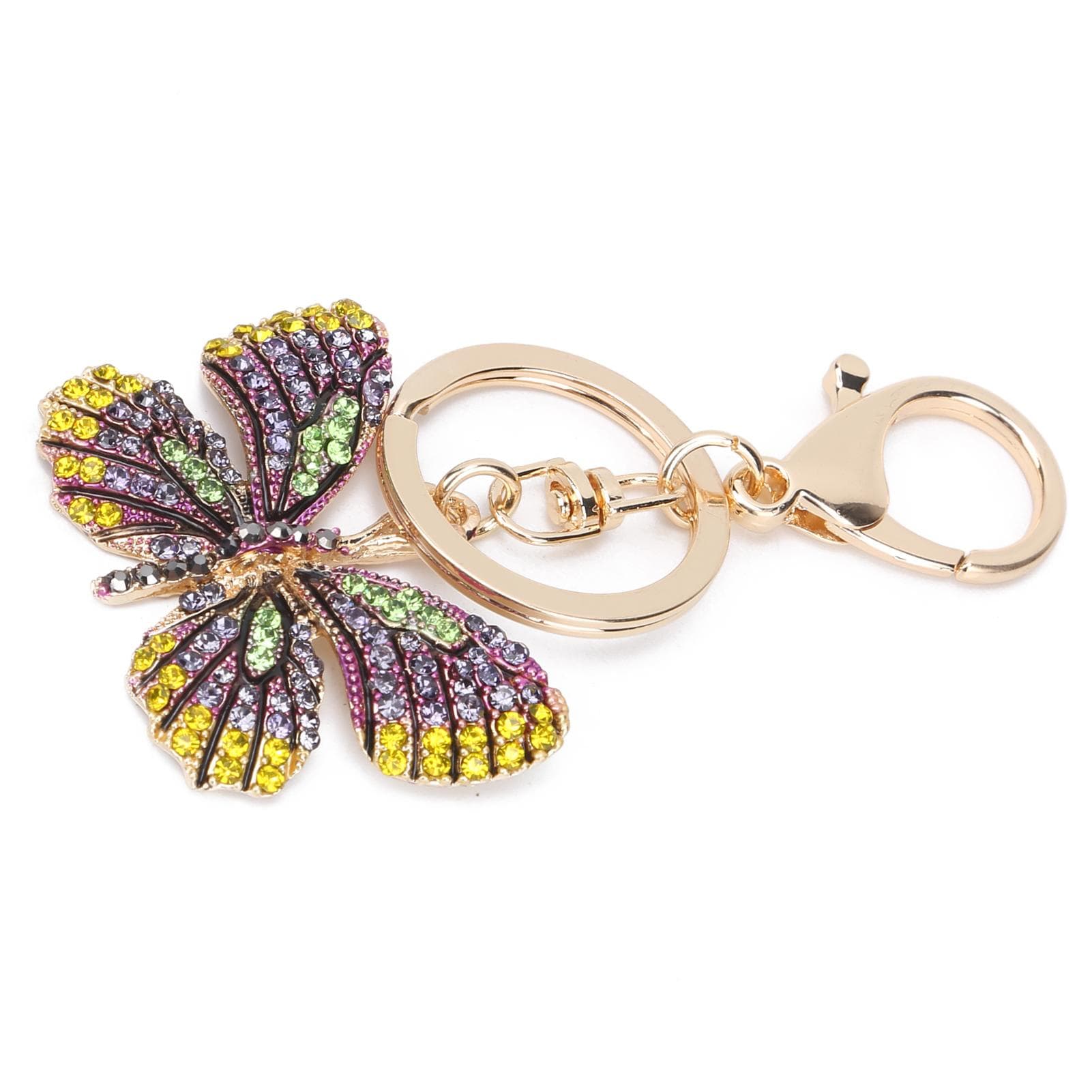 Key Chain Butterfly Zinc Alloy Rhinestone Sparkling Fashion Pendant for Backpack WalletGreen green