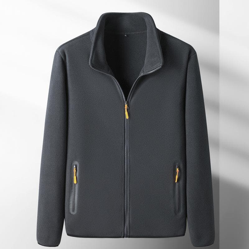Men's Coat with Fleece Windproof Warmth and Casual Standing Collar Large Jacket for Men M