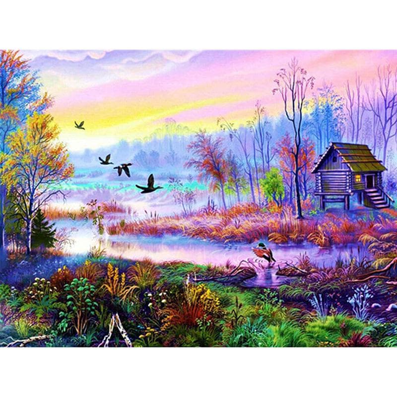 Diamond Painting Landscape Forest&wood House Cross Stitch Full Rhinestones Inlay Diamond Embroidery 20X30CM
