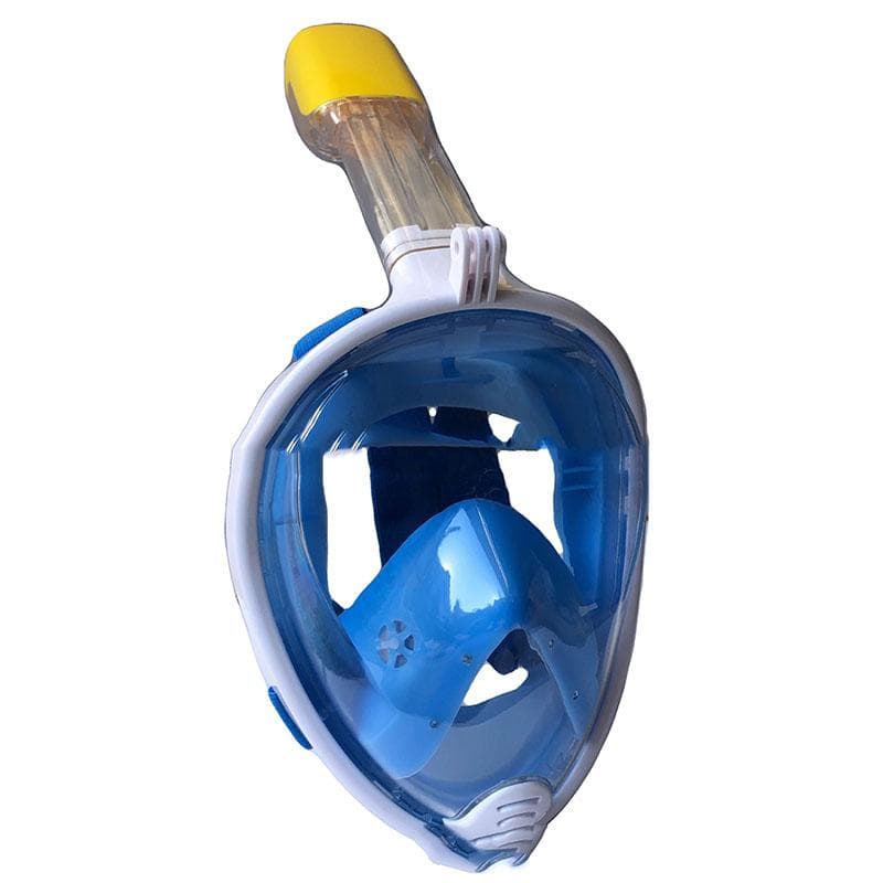 Diving Mask Swimming Equipment Fully Dry Silicone Goggles Masks For GoPro With Earplugs Snorkeling Set L blue