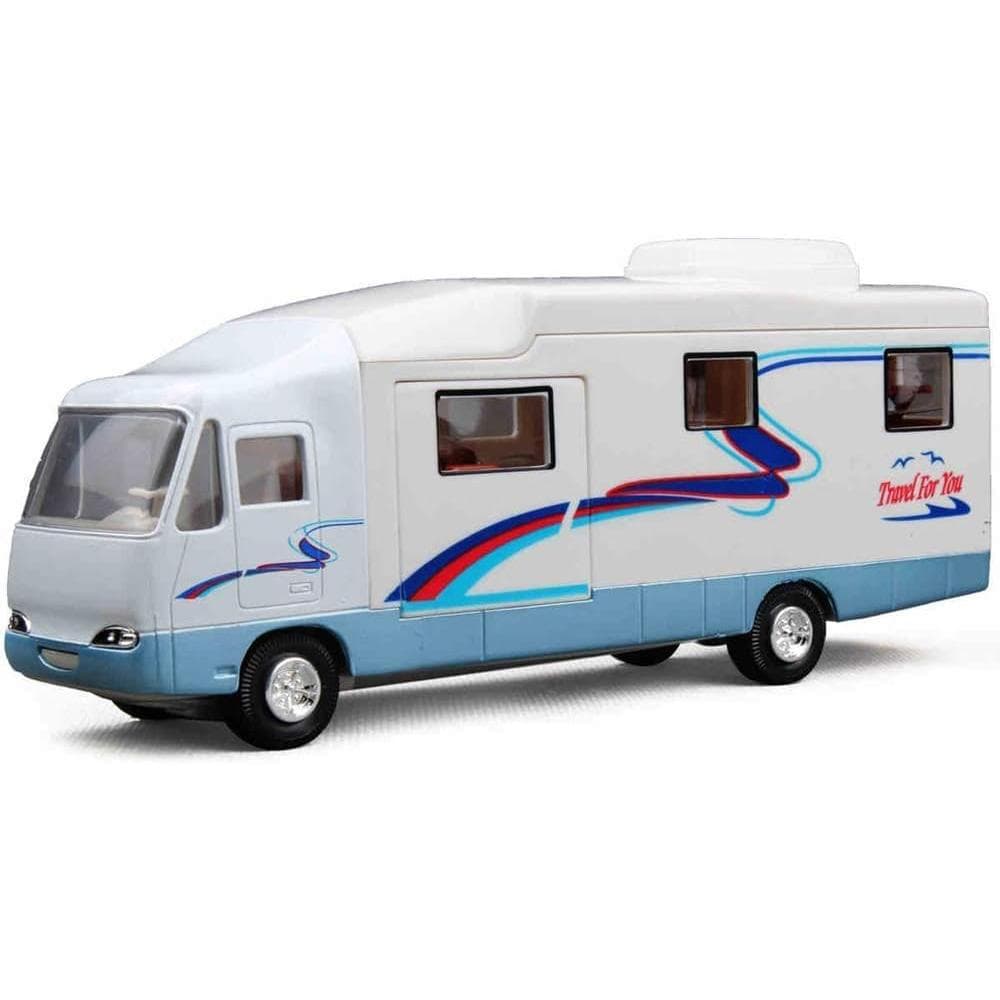 1/32 Cool Mini Motorhome Toy Die-cast Pullback Recreational Vehicle for Kids 1/32-Size:19.5*8*5cm white